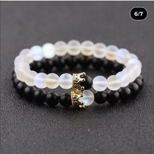 His and Hers Crown Opal Gemstone Bracelets